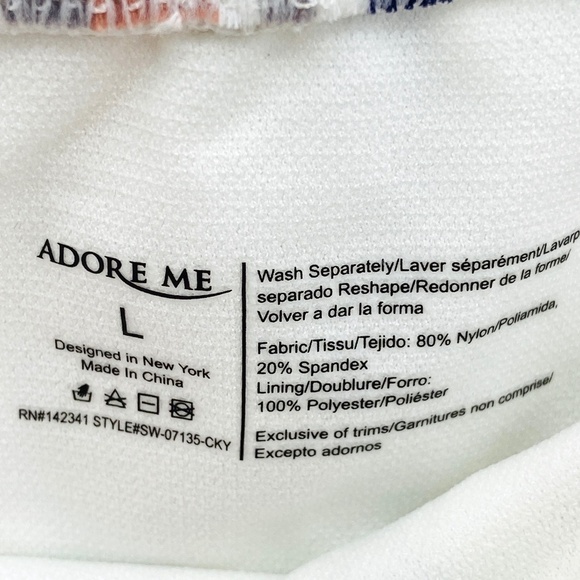 NWT ADORE ME Burnt Orange White Stripe Bandeau Bikini Swim Suit Medium Large - Picture 8 of 8